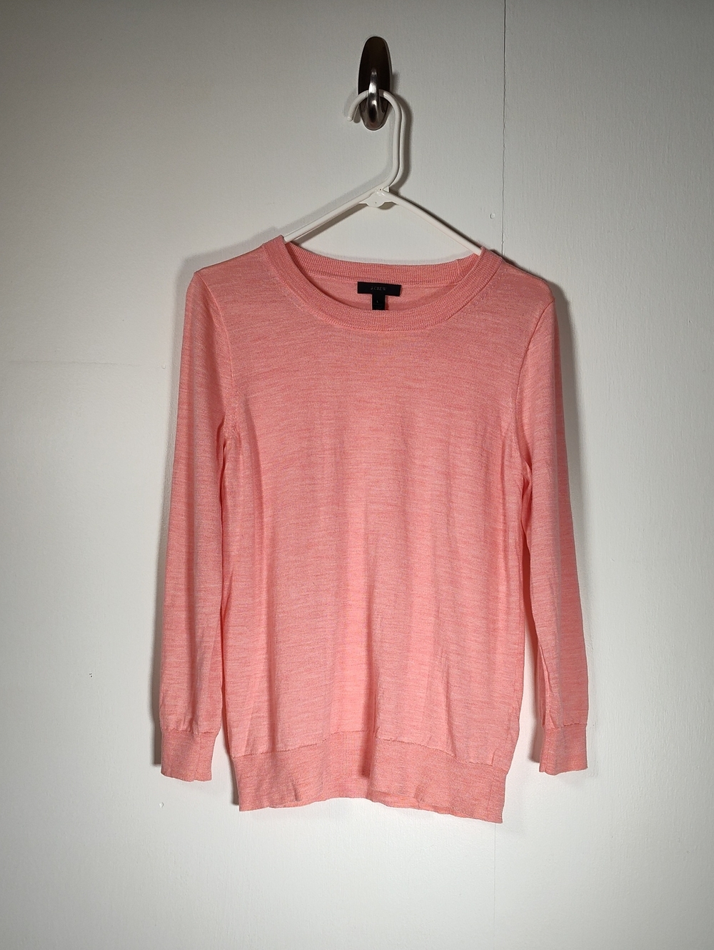 J. Crew Tippi 100% merino wool lightweight crewneck light pink sweater L